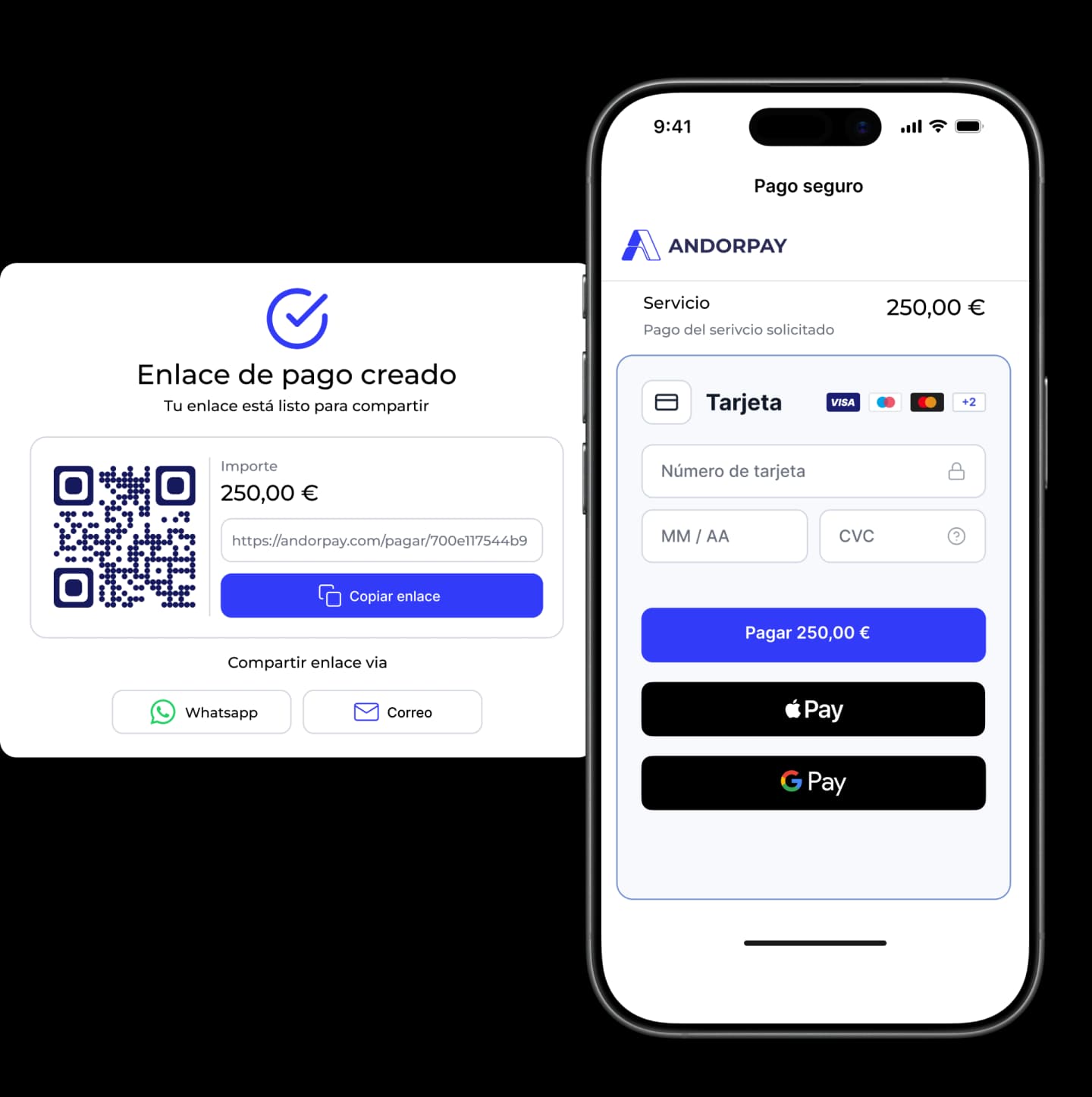 Enlace de pago con QR y checkout móvil